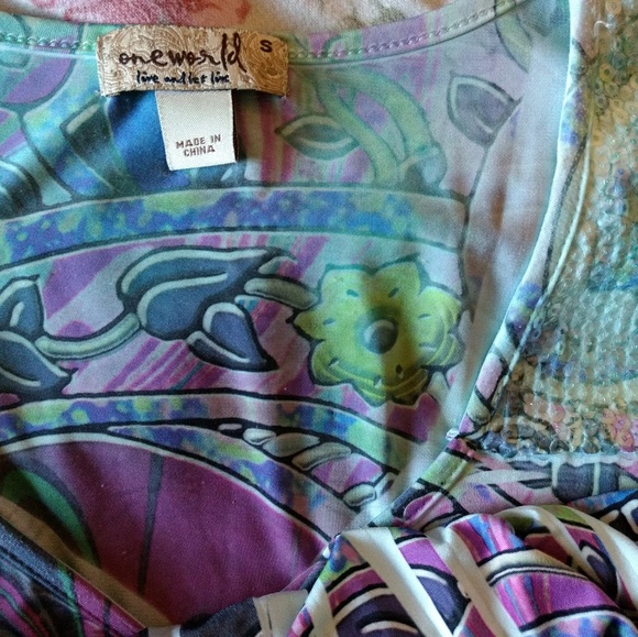 One World Live And Let Live Women's Top Sz S - Picture 6 of 6